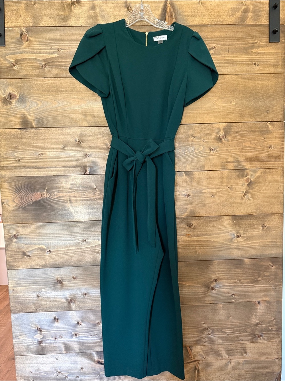 Calvin Klein Dark Green Jumpsuit with Self Tie Waist